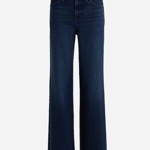 Express High Waisted Dark Wash Rigid Stretch Wide Leg Jeans